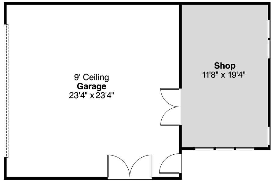 Plan 72948DA: Craftsman Garage with Shop - Floor Plan - Main Level