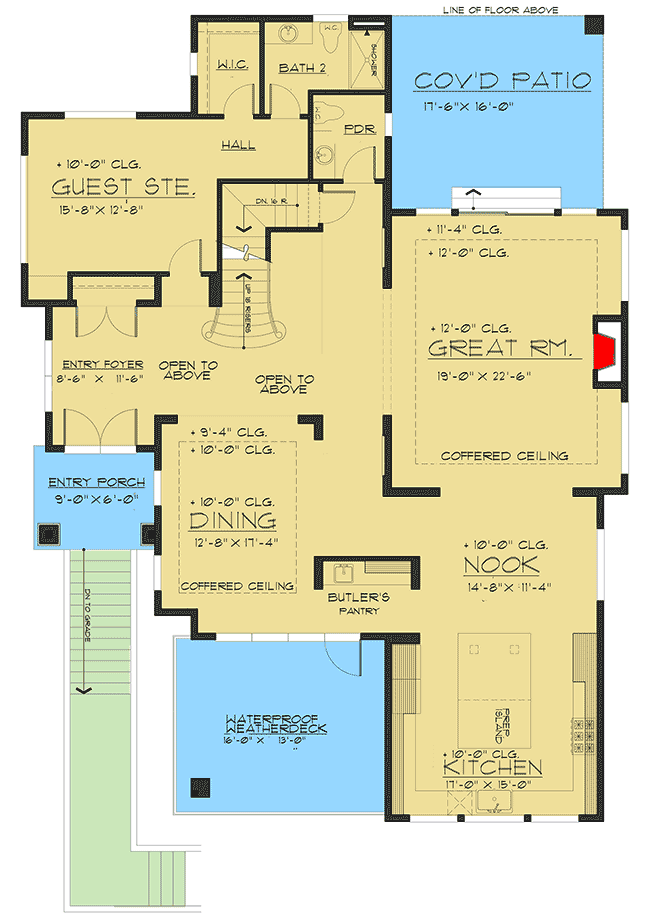 Plan 666055RAF: Stunning Northwest Home Plan with Main-Level Guest Suite - Floor Plan - Main Level - Contemporary, Modern, Northwest