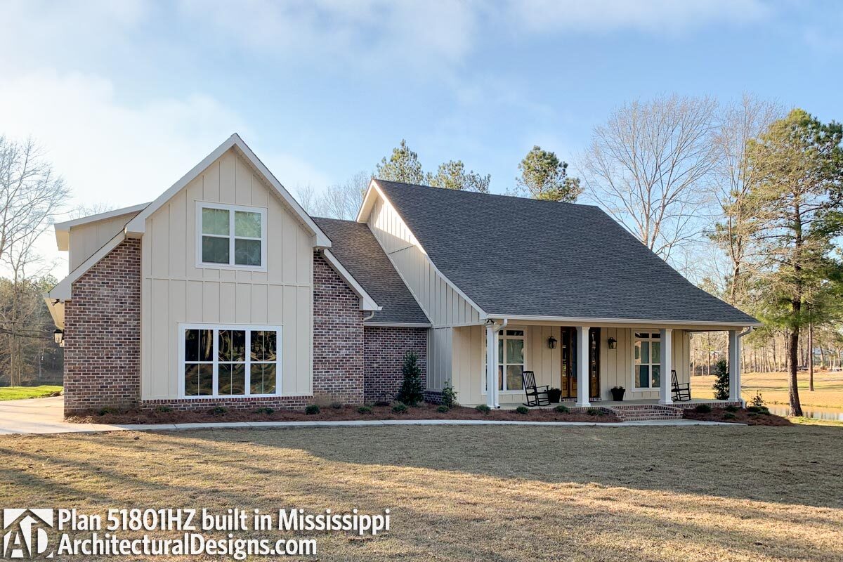 Modern Farmhouse Plan with Brick and Board and Batten Exterior ...