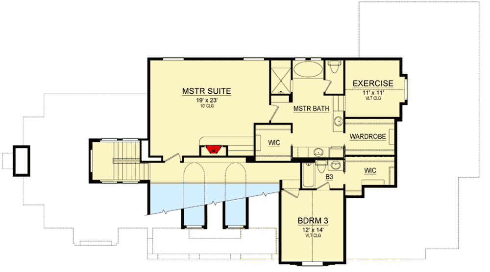 Plan 36568TX: 3-Bed Mediterranean House Plan with Split Beds - Floor Plan - 2nd Floor - European, Mediterranean, Tuscan