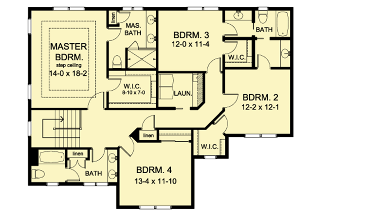 Plan 790074GLV: Two-Story Craftsman Home Plan with Second-Level Bedrooms - Floor Plan - 2nd Floor - Country, Craftsman, Traditional