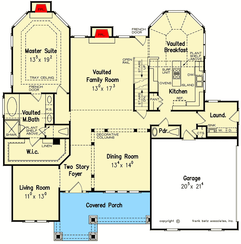 Plan 710241BTZ: Triple Dormered Craftsman Home Plan with Tapered Columns - Floor Plan - Main Level - Country, Craftsman, New American, Traditional