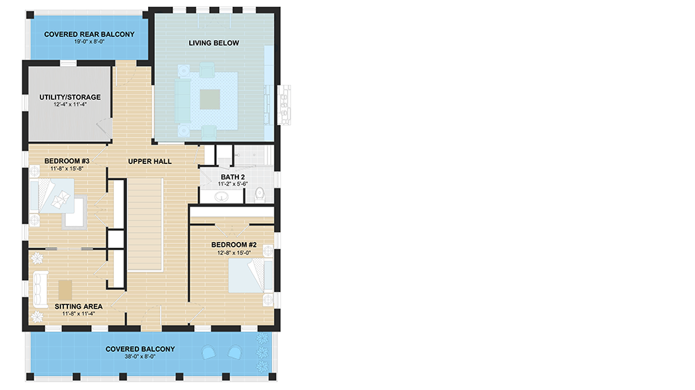 Plan 430051LY:  Colonial House Plan with Angled 2-Car Garage and Carport - Floor Plan - 2nd Floor - Colonial, Hill Country, Southern