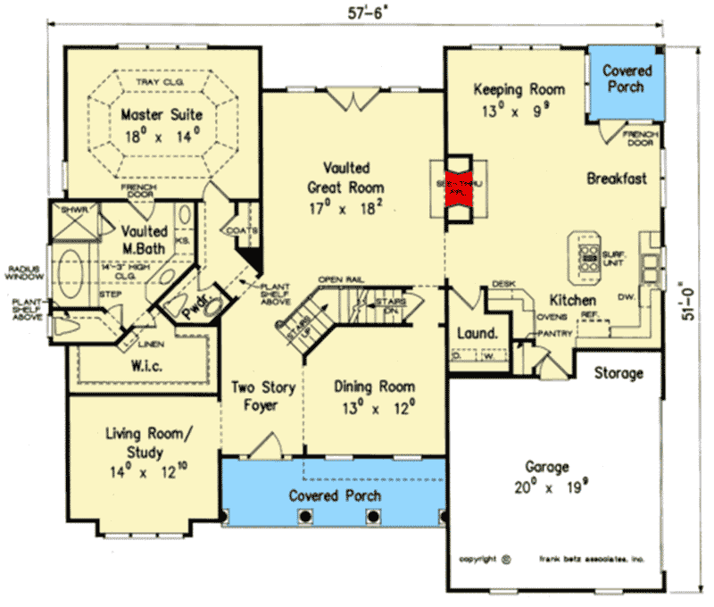 Plan 710298BTZ: Four Bed Traditional Home Plan with Vaulted Great Room - Floor Plan - Main Level - Country, Traditional