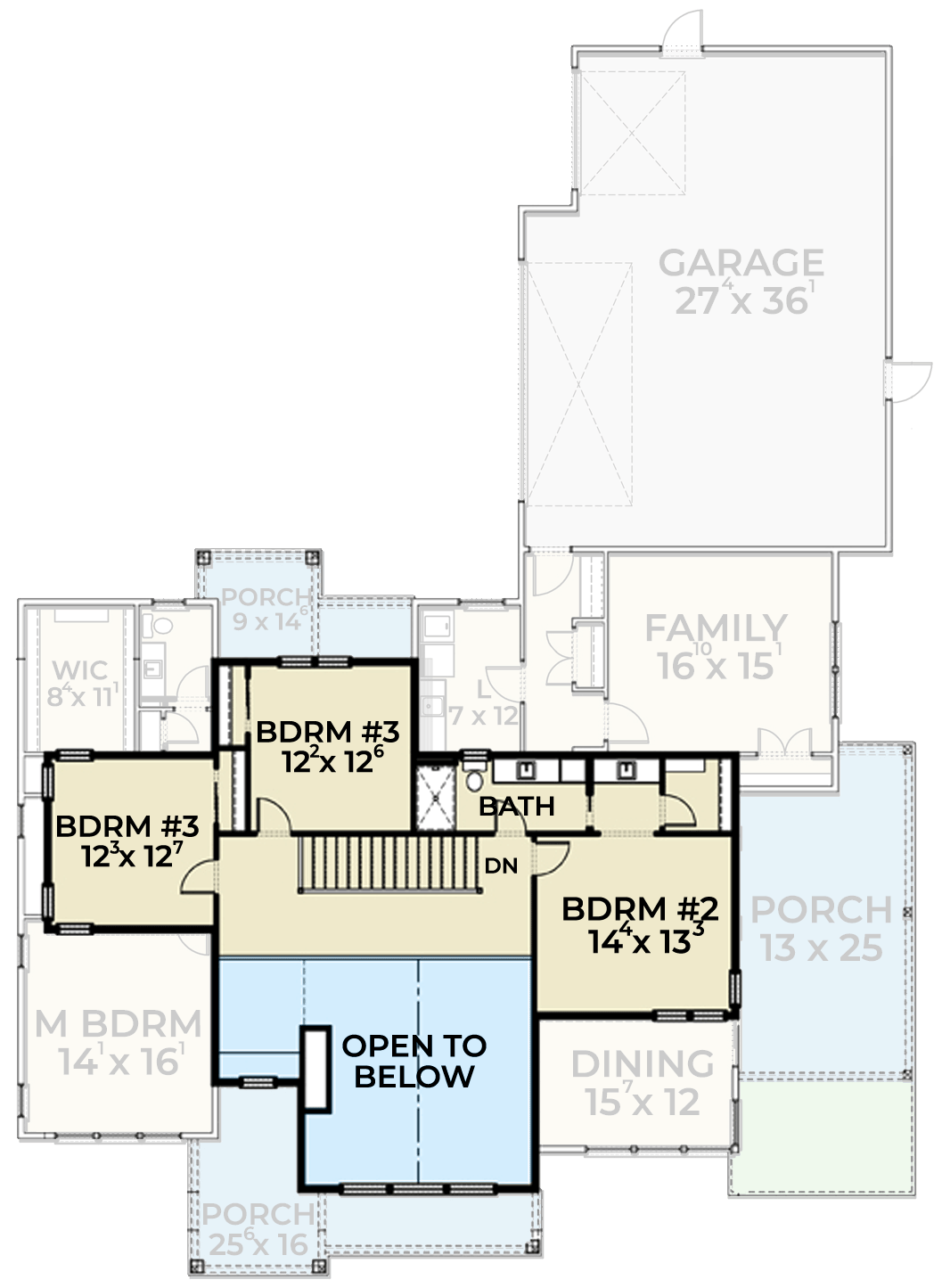 Plan 280070JWD: American Farmhouse Plan with Rear Courtyard Garage - Floor Plan - 2nd Floor - Country, Farmhouse, Modern Farmhouse, New American