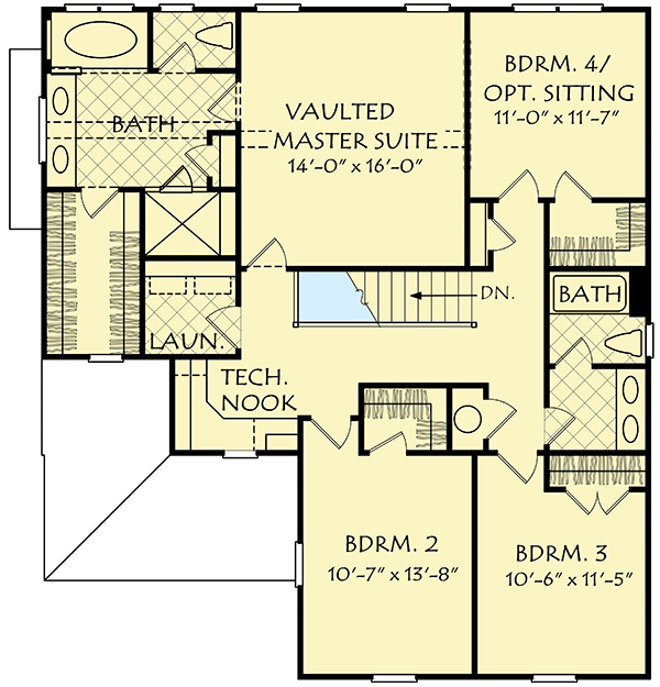 Plan 710355BTZ: Family Home Plan with Optional Master Sitting Room - Floor Plan - 2nd Floor - Country, Traditional