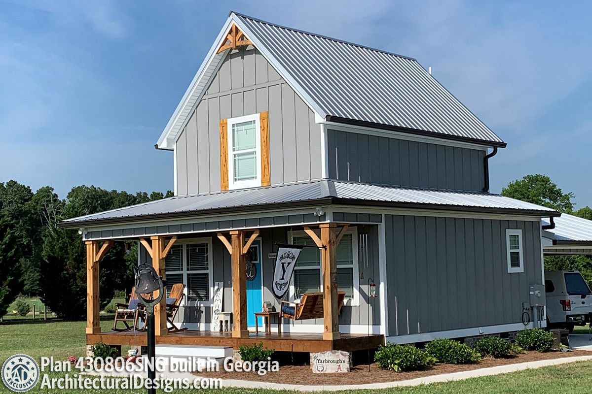 Tiny Two Bed Cottage with Cozy Front Porch - 430806SNG | Architectural ...