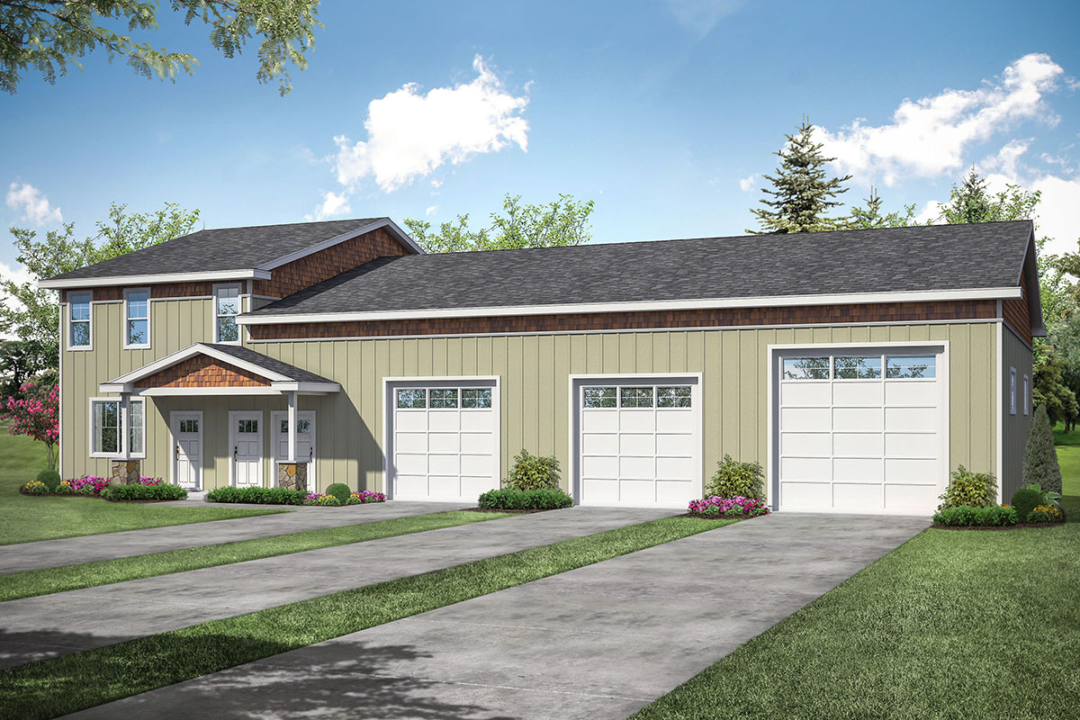 Plan 72989DA: 3-Car Garage with Second-Level Apartment