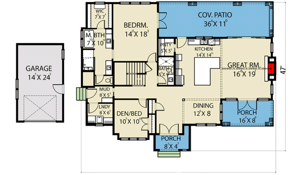 Plan 280093JWD: New American Craftsman Home Plan with Attachable Garage - Floor Plan - Main Level - Country, Craftsman, Farmhouse, Modern Farmhouse, New American, Northwest