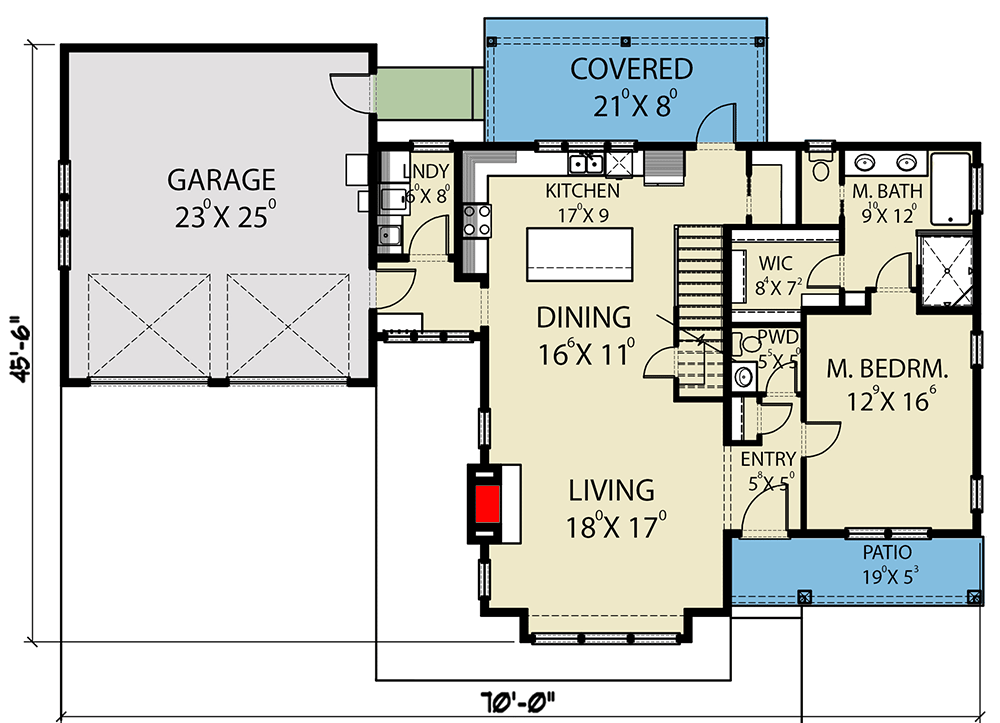 Plan 280095JWD: Open Concept Modern Farmhouse Plan with Two Upstairs Bedrooms Plus Bonus - 2443 Sq Ft - Floor Plan - Main Level - Country, Craftsman, Modern Farmhouse, New American