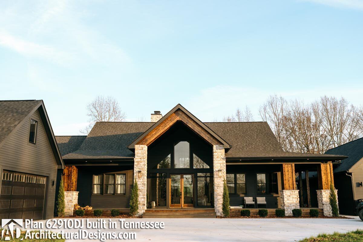 Lake House with Massive Wraparound Covered Deck - 62910DJ ...