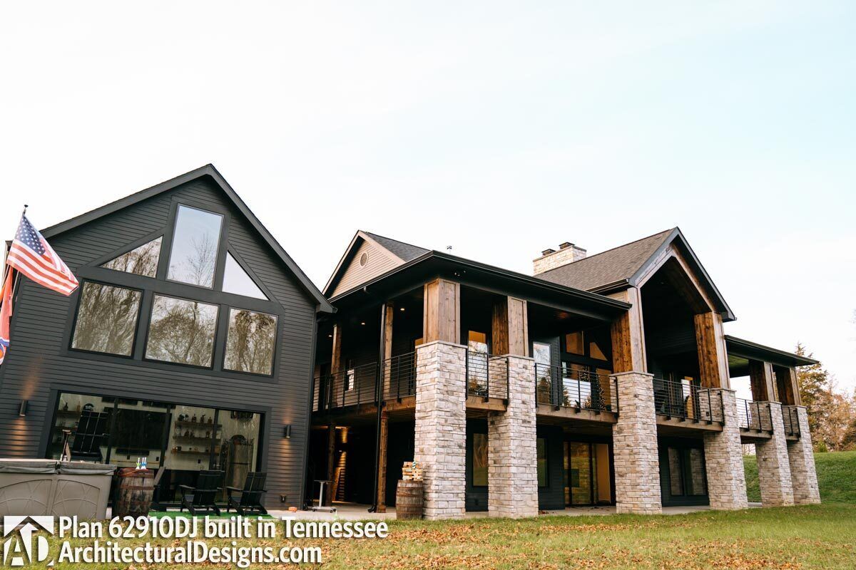 Lake House with Massive Wraparound Covered Deck - 62910DJ ...