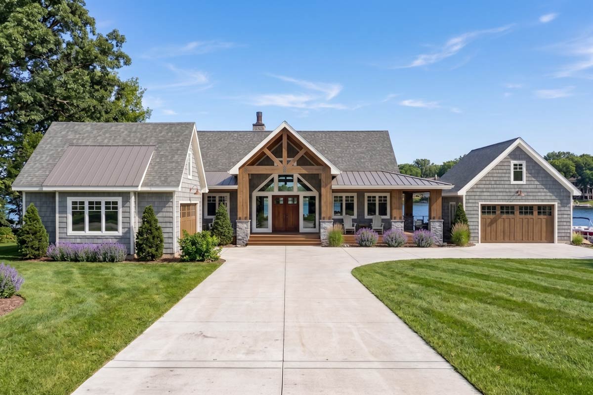 Plan 62910DJ: Lake House with Massive Wraparound Covered Deck
