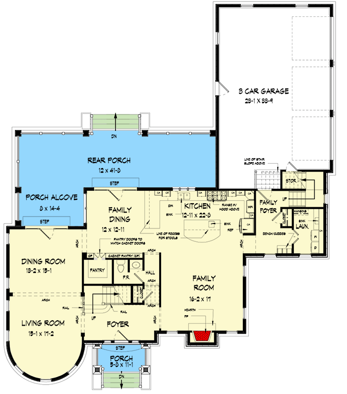Plan 360072DK: European House Plan with Round Design Element - Floor Plan - Main Level - European, Traditional