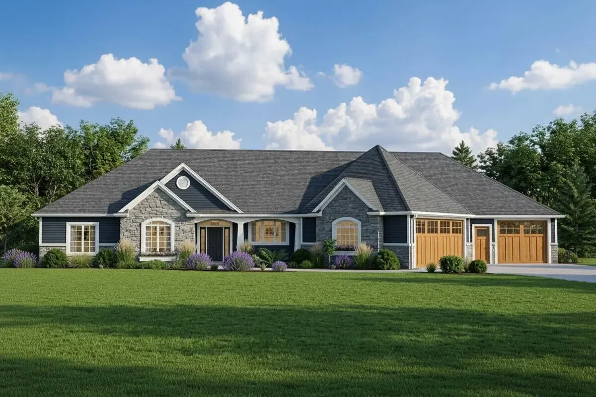 3-Bed Ranch Home Plan with Large Game Room