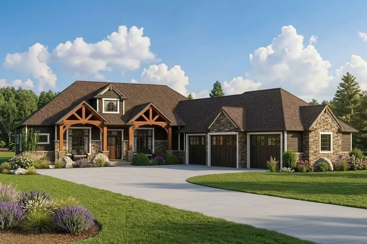 New American Craftsman House Plan with Optional Lower Level