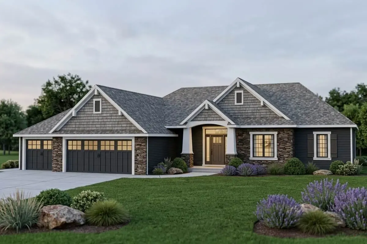 Split Bedroom Craftsman Ranch Home Plan with Optional Finished Lower Level