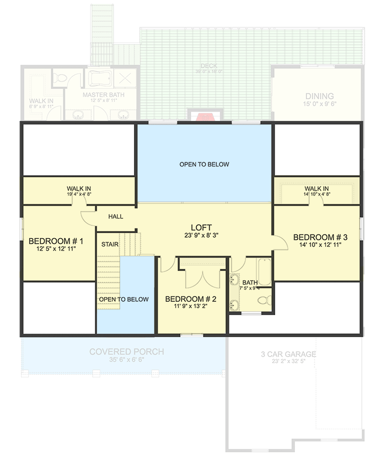 Exclusive New American House Plan with Optional 3-Bed Walkout Basement - 61367UT floor plan - 2nd Floor