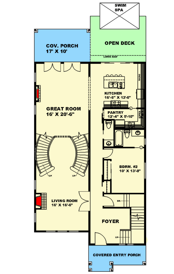 Plan 35594GH: 3-Story House Plan with Lower-level Garage - Floor Plan - Main Level - Craftsman, Mountain, Northwest, Vacation