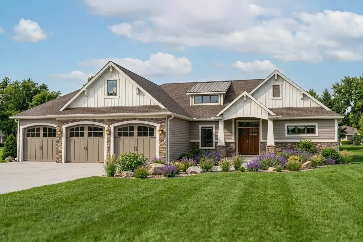 2-Bed Mountain Craftsman Home Plan for Rear-sloping Lot