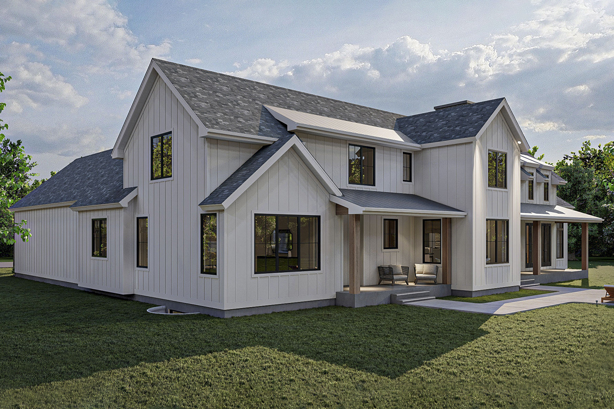 Magnificent Modern Farmhouse Plan with Sunroom and 2-Story Great Room ...