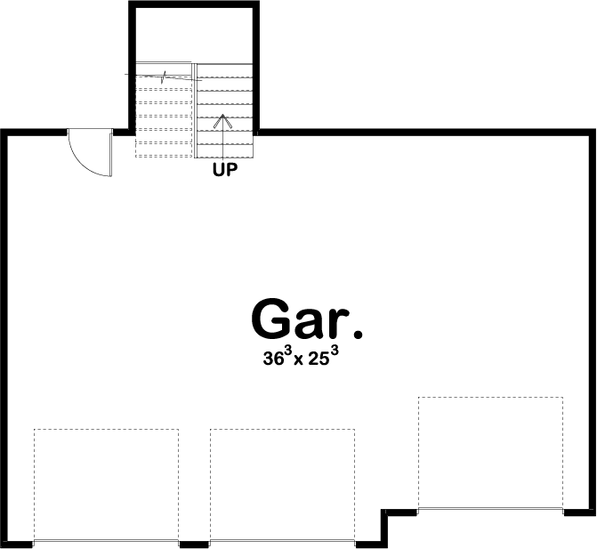 Plan 62343DJ: 3-Car Detached Garage with Vaulted Storage Space Above - Floor Plan - Main Level