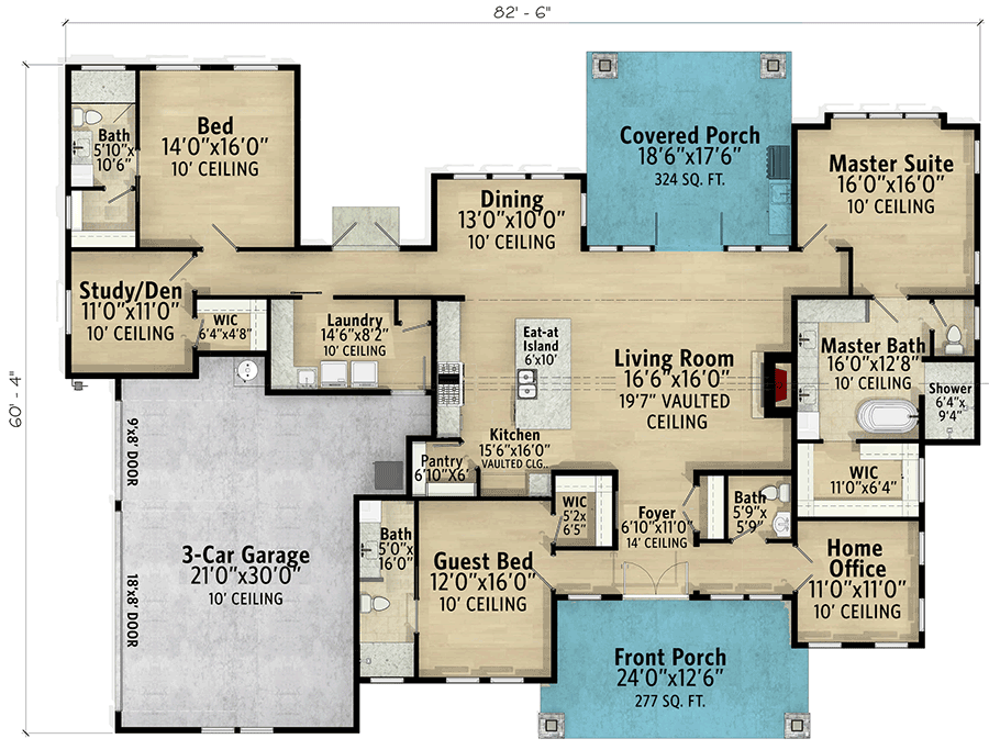  3-Bed Northwest Farmhouse Plan with Home Office and a Second Study - 430068LY floor plan - Main Level