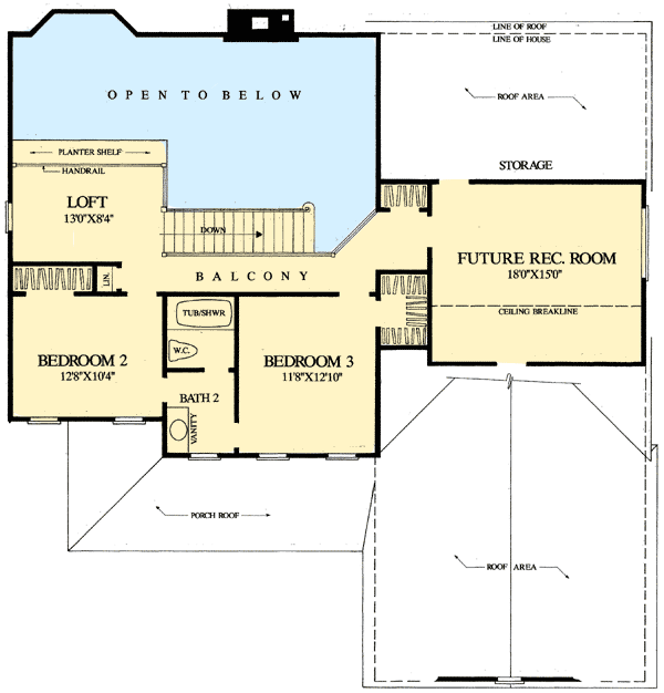 Plan 32560WP: Traditional Home Plan with Loft - Floor Plan - 2nd Floor - Traditional
