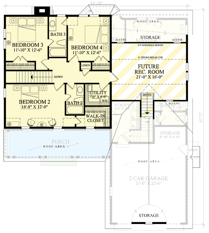 Plan 32614WP: Bedroom Southern-Style House Plan with 2,657 Sq Ft and Master Suite on Main - Floor Plan - 2nd Floor - Country, Southern, Traditional