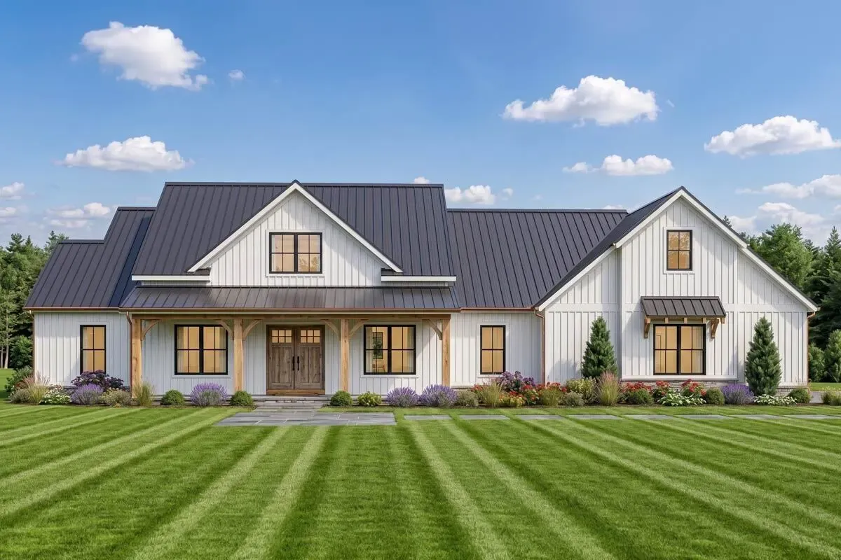 Modern Farmhouse Plan with Bonus Room and Optional Lower Level