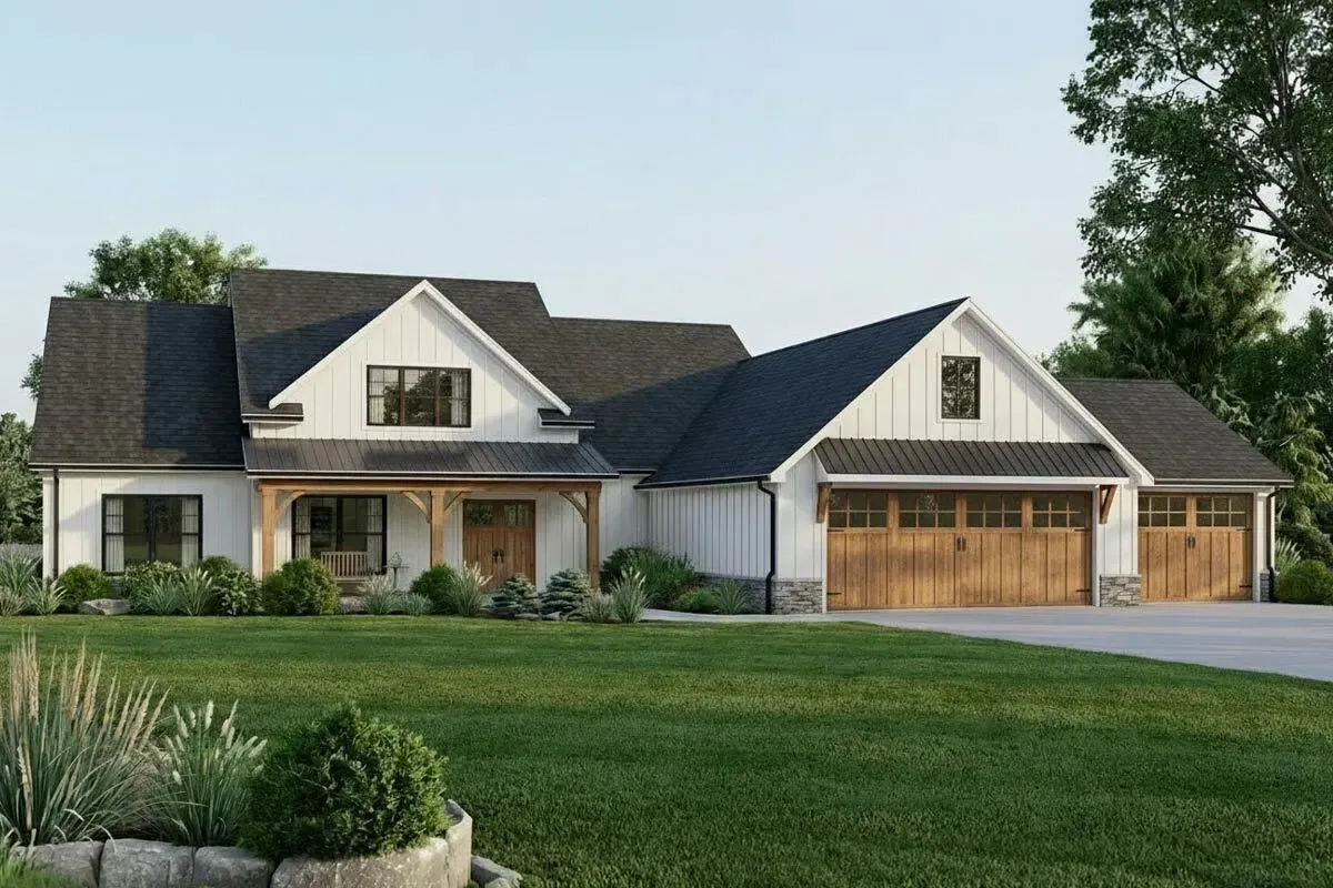 One-Story Country Craftsman Home Plan with Split-Bed Layout - 2428 Sq Ft