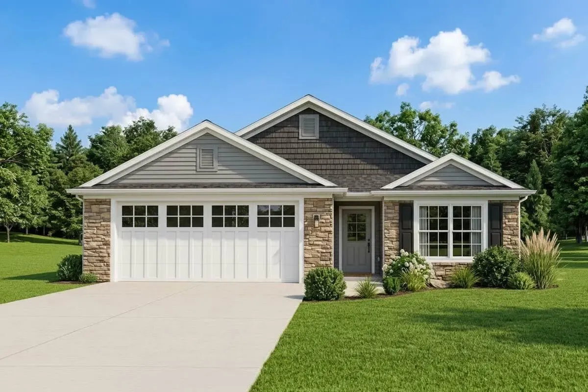 2-Bed Craftsman Ranch Plan with Open Living Space