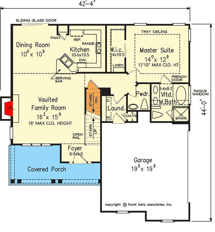 Plan 710403BTZ: Country Cottage with a Cheery Facade and Master on Main - Floor Plan - Main Level - Cottage, Country, Southern