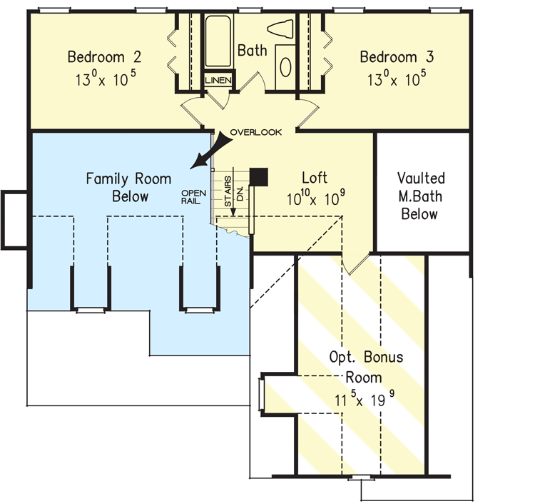 Plan 710403BTZ: Country Cottage with a Cheery Facade and Master on Main - Floor Plan - 2nd Floor - Cottage, Country, Southern