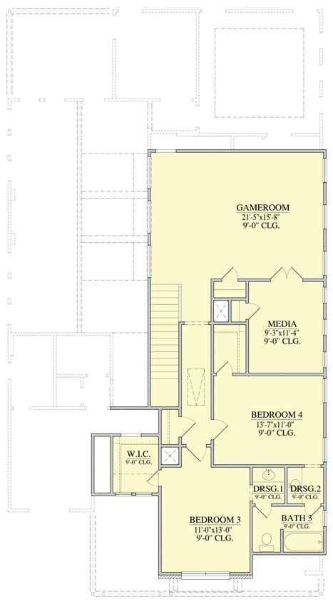 Plan 440021PWL: Exclusive Traditional Home Plan with Game Room and Study - Floor Plan - 2nd Floor - Craftsman, Traditional