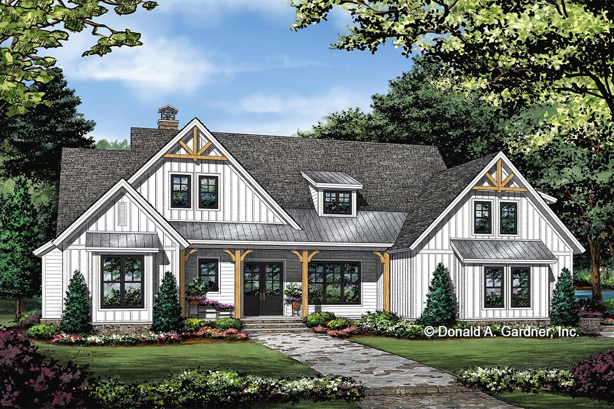 Modern Farmhouse Ranch Home Plan with Screened Porch and Bonus Room ...