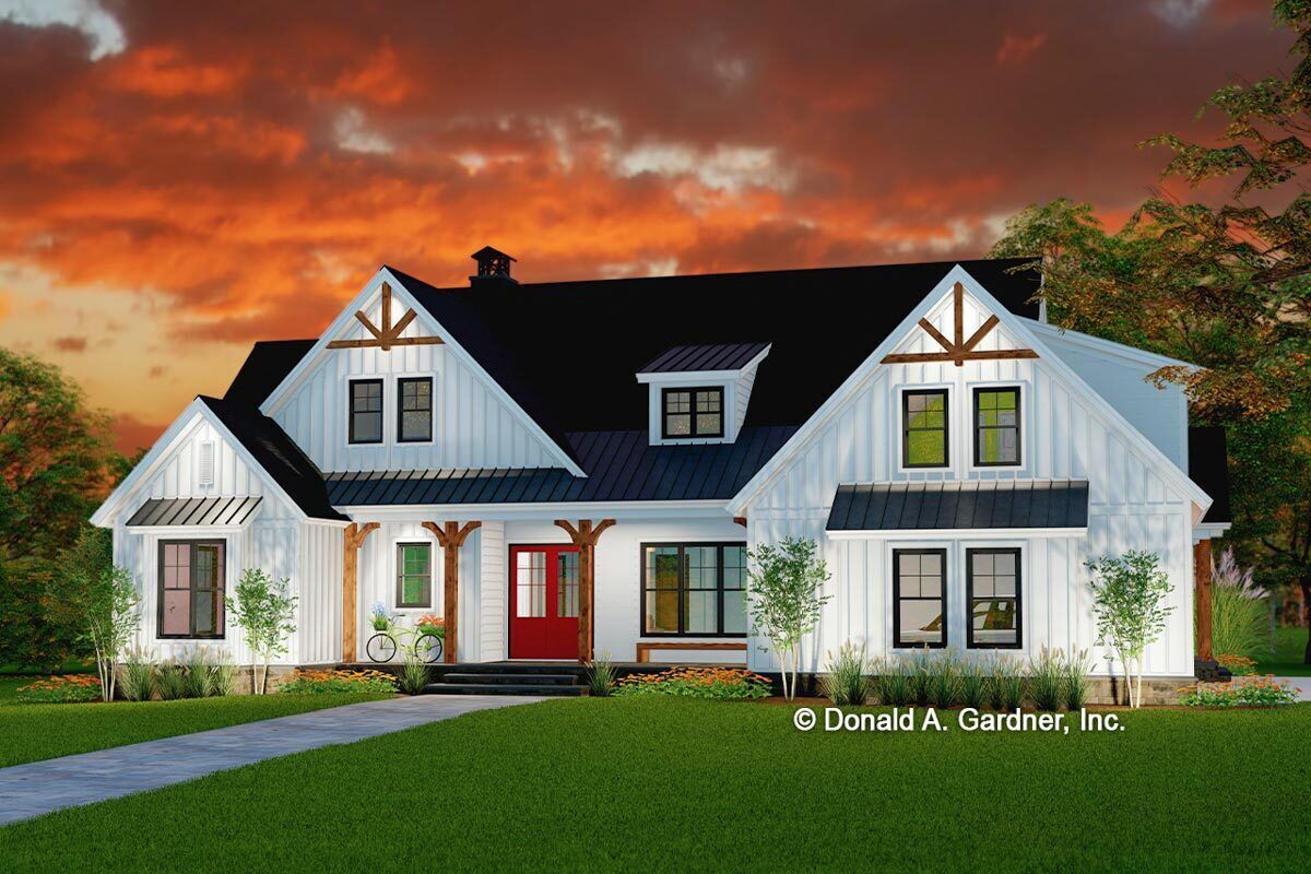 Modern Farmhouse Ranch Home Plan with Screened Porch and Bonus Room ...