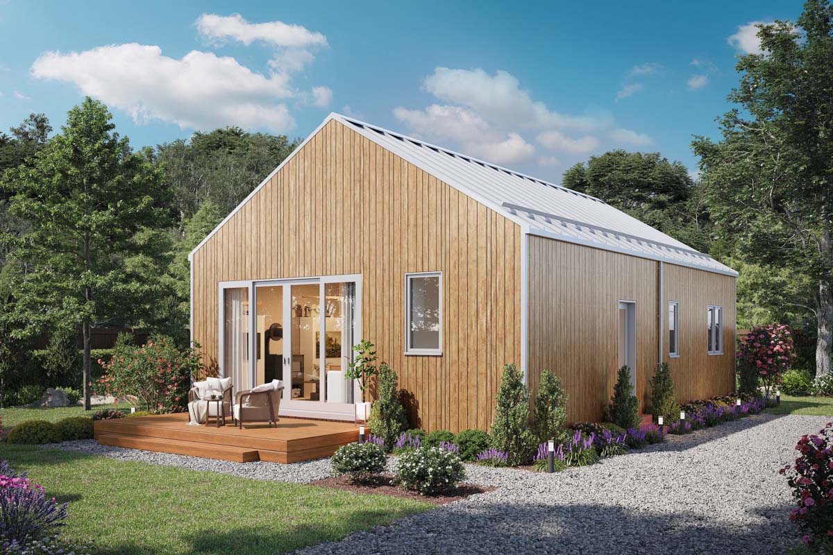 Plan 677001NWL: 3-Bed Scandinavian Cottage with Large Deck and