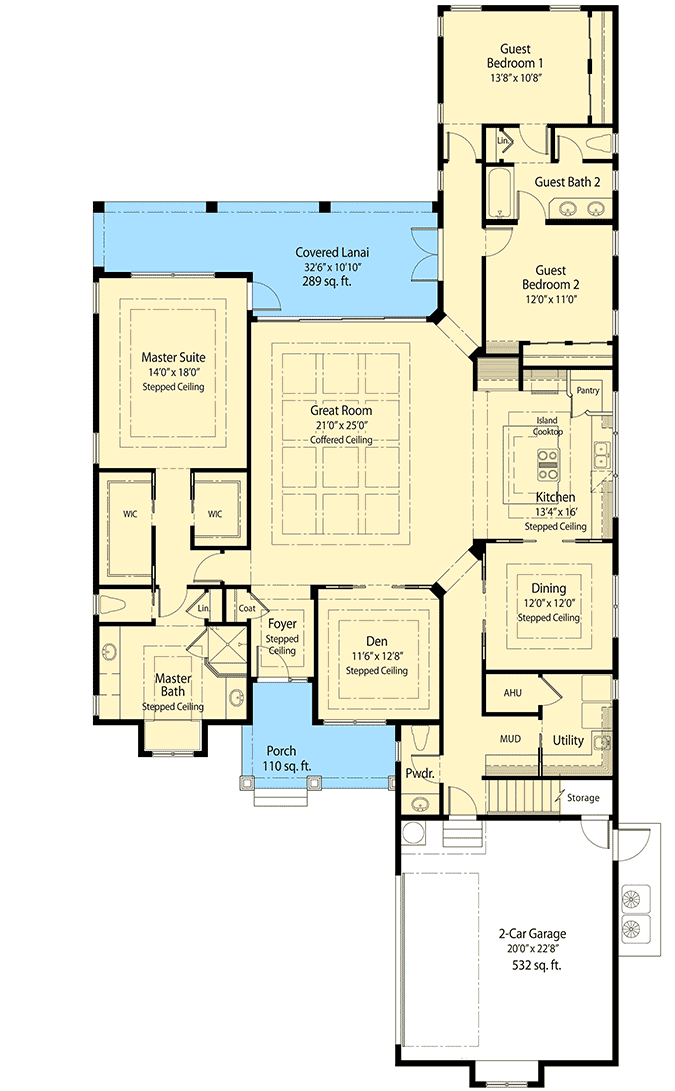 Plan 33126ZR: Narrow Lot 3 Bed House Plan with Bonus Expansion - 3012 Sq Ft - Floor Plan - Main Level - Southern, Traditional