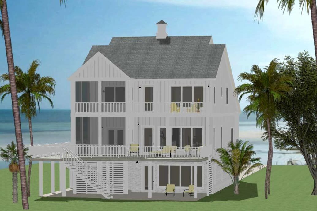 Coastal Living with Porches and Decks on Two Floors and Ground Level ...