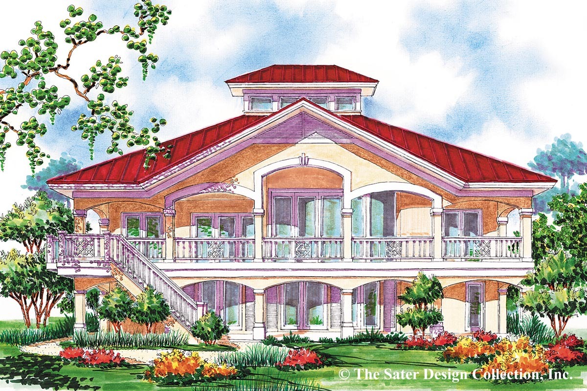 Coastal Home Plan with Mediterranean Styling and an Elevator ...