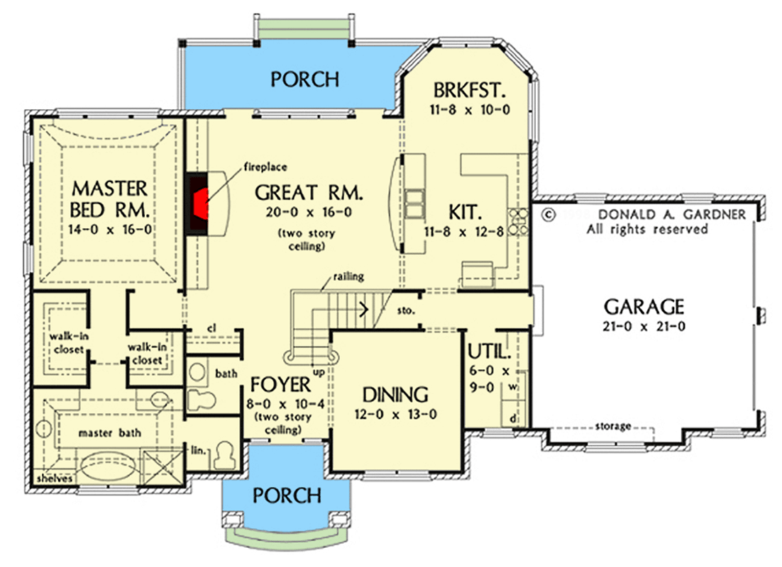 Plan 444201GDN: Brick-clad Traditional Southern Home with Bonus Room - Floor Plan - Main Level - Southern, Traditional