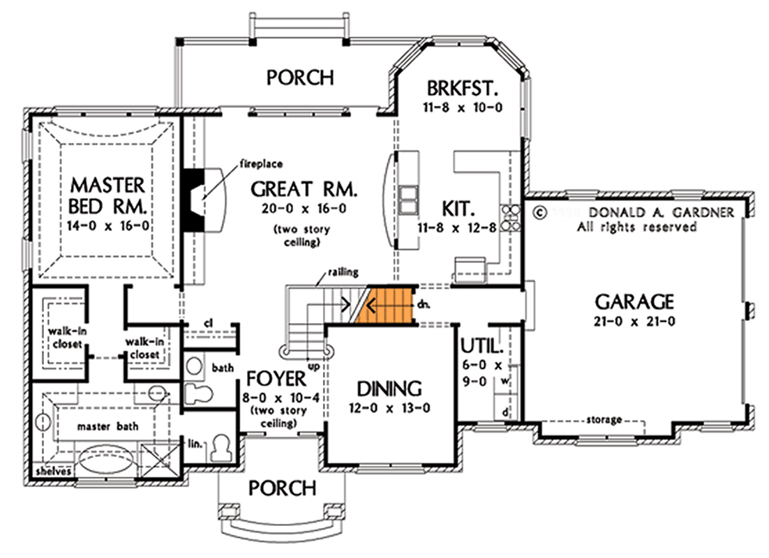 Plan 444201GDN: Brick-clad Traditional Southern Home with Bonus Room - Floor Plan - Basement Stair Location - Southern, Traditional