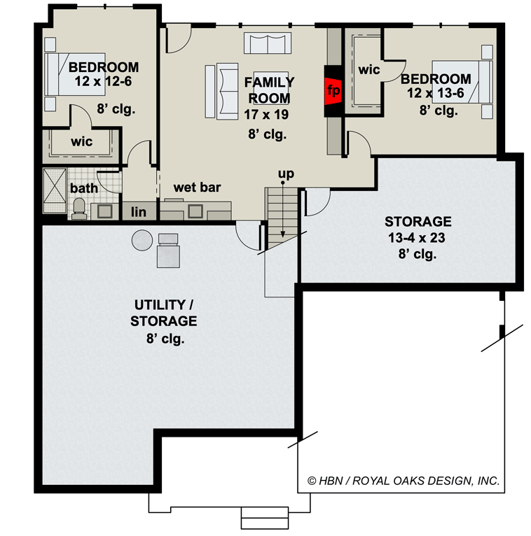 Plan 14714RK: Eye-Catching One-Story Traditional House Plan with Home Office and Three Bedrooms - Floor Plan - Basement Foundation Option (+$400) - Country, Southern, Traditional