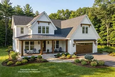 Image showcasing Cost-to-Build Report for Plan 14736RK: 5 Bed Modern Farmhouse Plan with ...