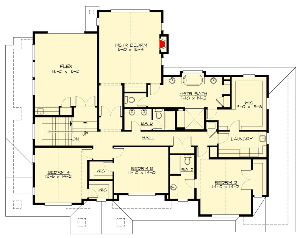 Plan 23915JD: 5-Bed Northwest Craftsman Plan with Flex Room and Den - Floor Plan - 2nd Floor - Craftsman, New American, Northwest