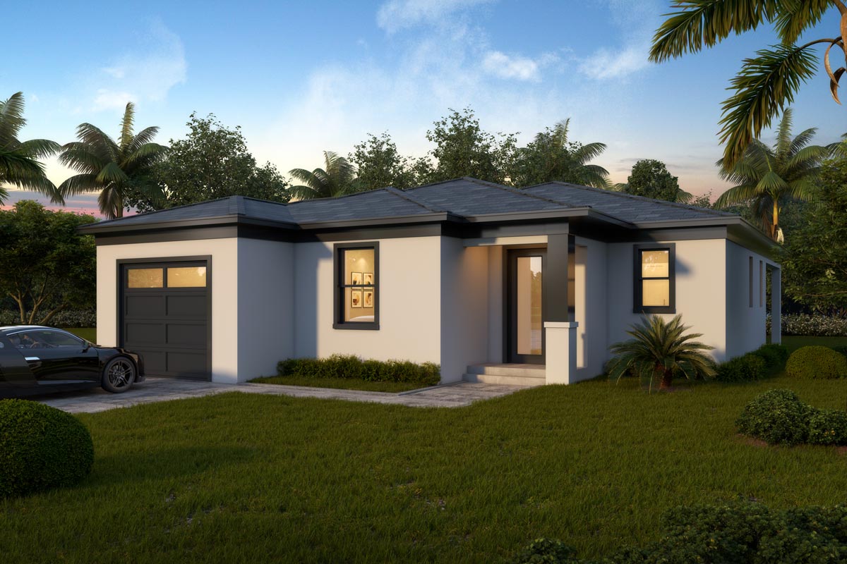 Image showcasing Plan 65753BS: Compact Contemporary Ranch Plan with Covered Lanai