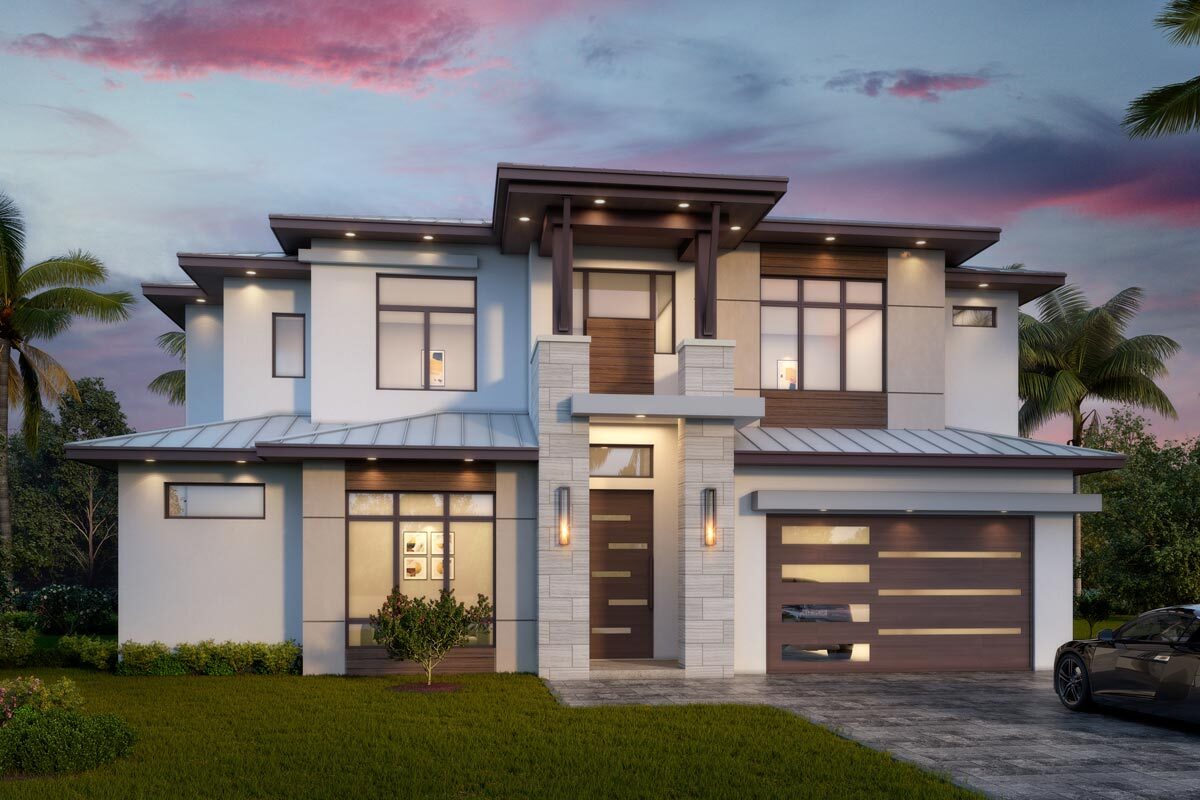 Contemporary Coastal Home Plan with Rear Lanai and Main Floor Master ...