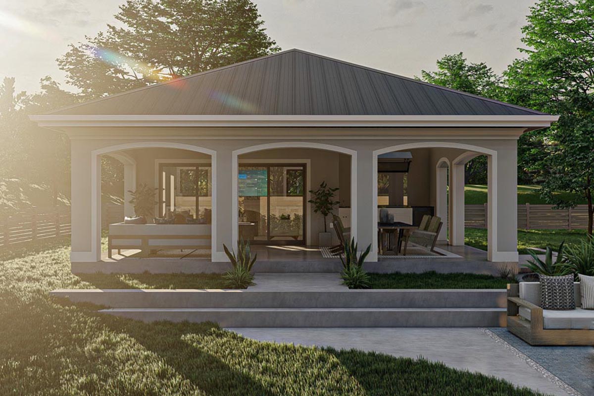 Plan 623068DJ: Pool House Pavilion with Large Covered Patio and a ...