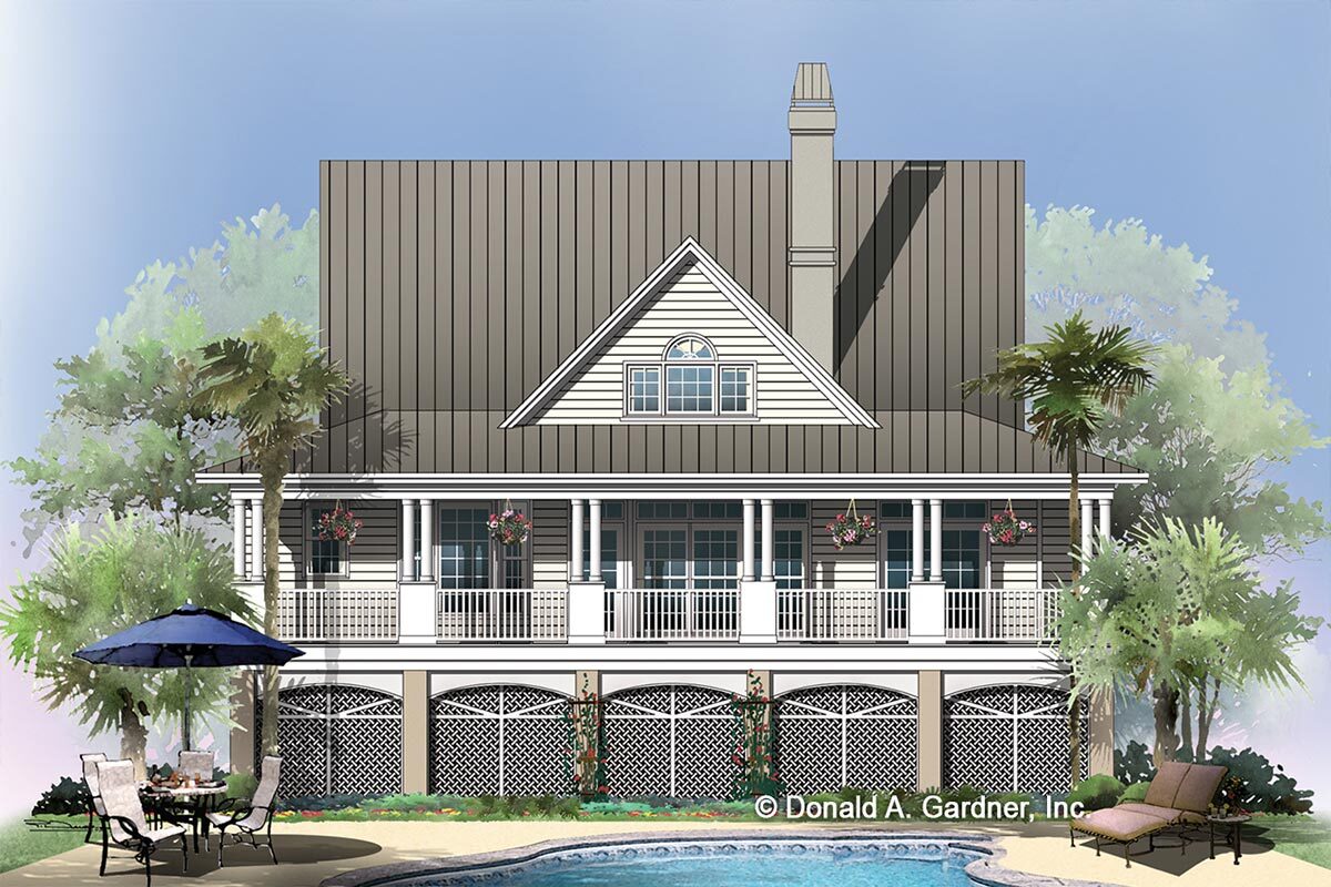 Low Country Home Plan with 6'-deep Wraparound Porch - 444258GDN ...